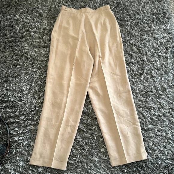 Nordstrom Preview Collection Tan sandwashed 100% silk trousers 10 - Picture 4 of 14